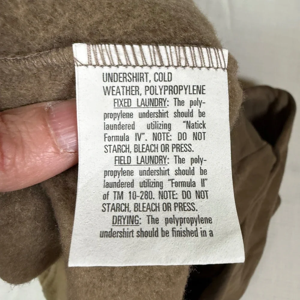 US Military‎ Cold Weather Polypropylene Undershirt XL Brown 1 4 Zip Thermal